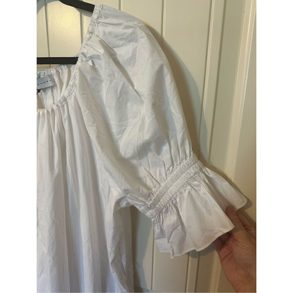 NWT Ephemera White Cotton Maxi Short Sleeve Lightweight Flowy Dress Women Size L - Picture 9 of 15